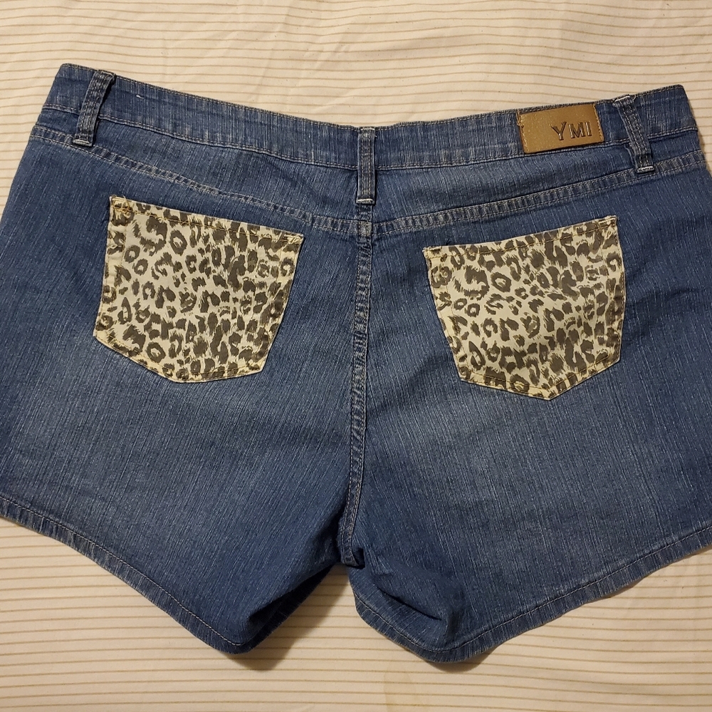 Blue Jean Shorts with Cheetah Print